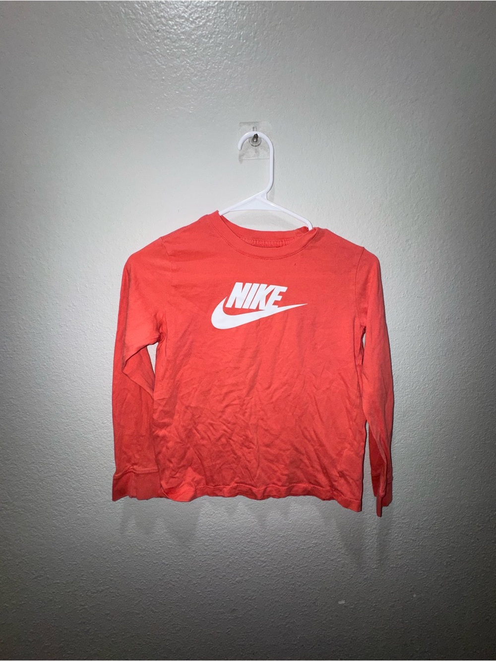 Nike Long-Sleeve Logo Tee in Coral-Red - Read Description